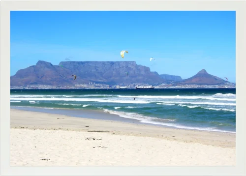 Top view of a Lapzadazy Lap Tray with a picture of a windsurfer at Blouberg Beach