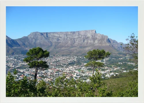 Top view of a Lapzadazy Lap Tray with a picture of Table Mountain, Cape Town