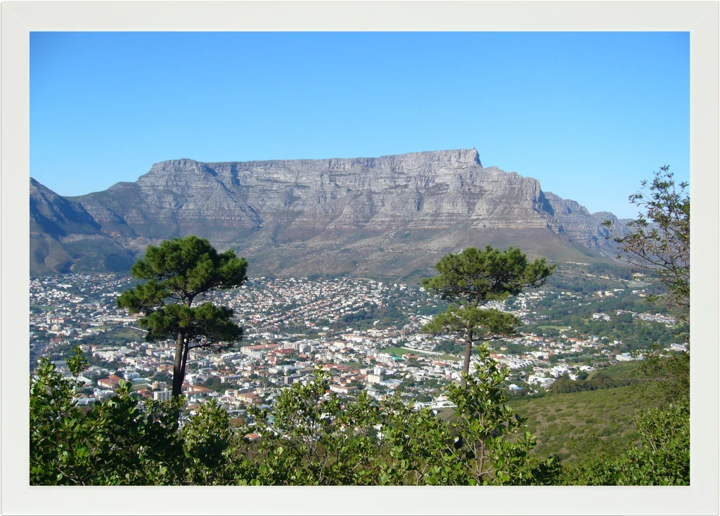 Top view of a Lapzadazy Lap Tray with a picture of Table Mountain, Cape Town